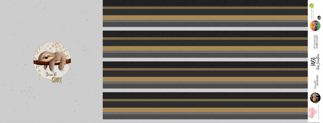 Bio-Sommersweat Hugo das Faultier "Born to Chill" hellgraugold