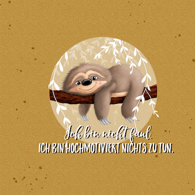 Bio-Jersey Hugo das Faultier &quot;Ich bin nicht faul ...&quot; senfgold 