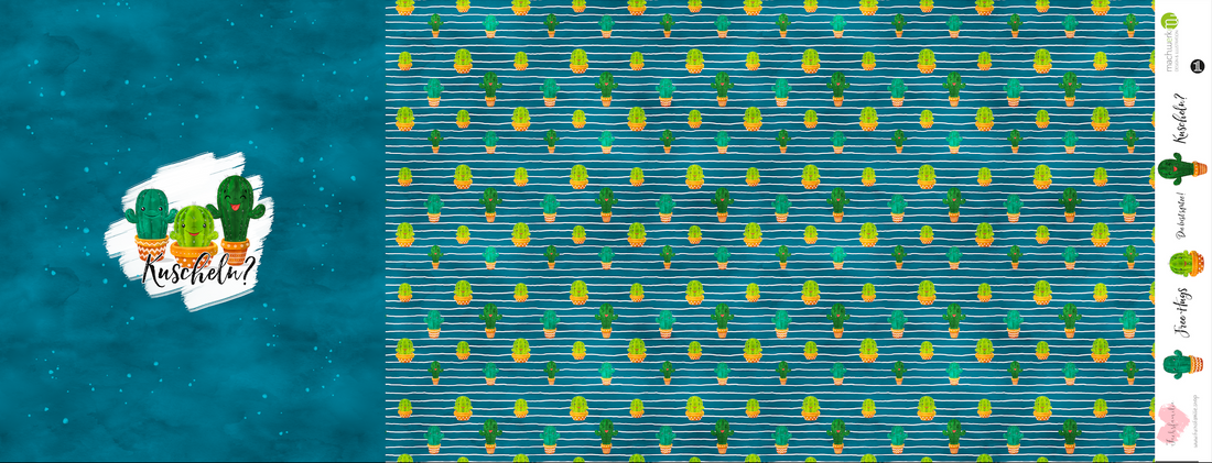 Bio-Jersey Kakteen &quot;Kuscheln?&quot; dunkelpetrol 