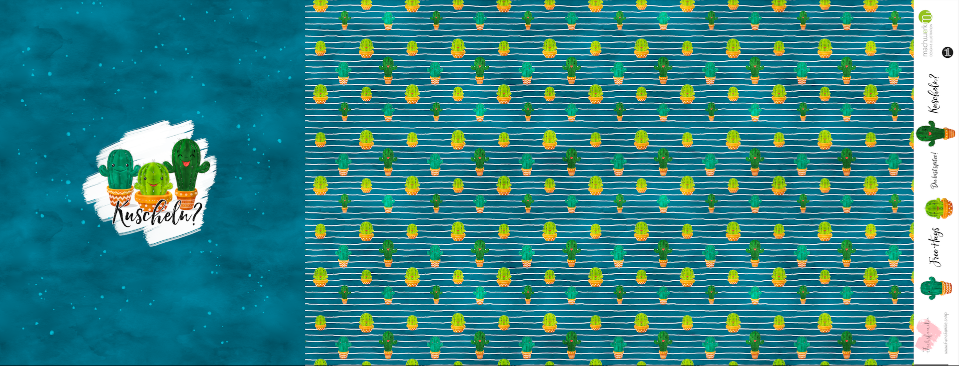 Bio-Jersey Kakteen &quot;Kuscheln?&quot; dunkelpetrol 