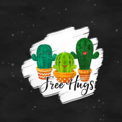 Bio-Jersey Kakteen &quot;Free Hugs&quot; anthrazit 