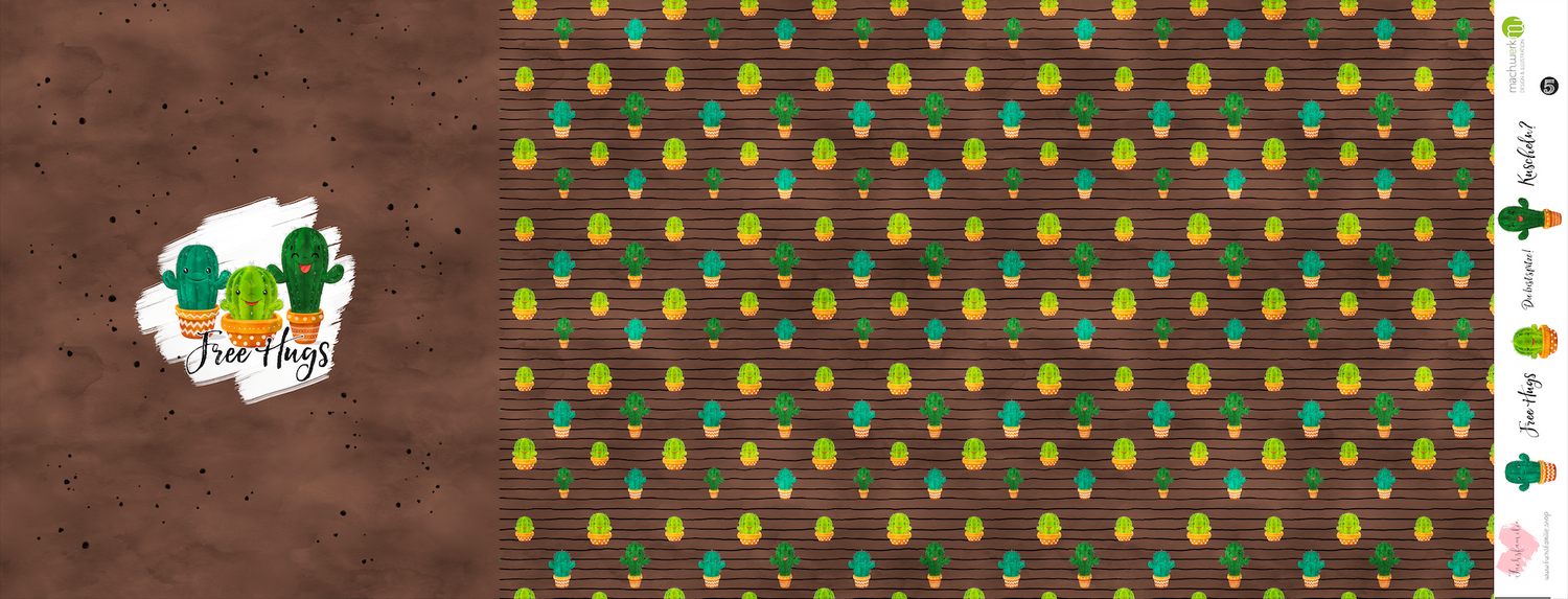 Bio-Jersey Kakteen &quot;Free Hugs&quot; mocca 