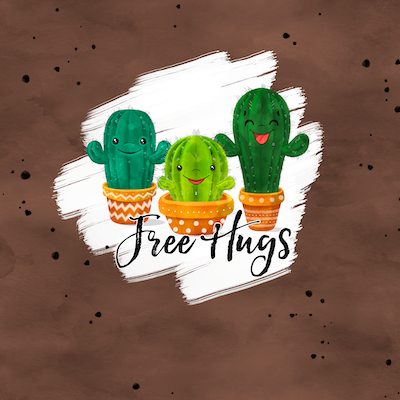 Bio-Jersey Kakteen "Free Hugs" mocca