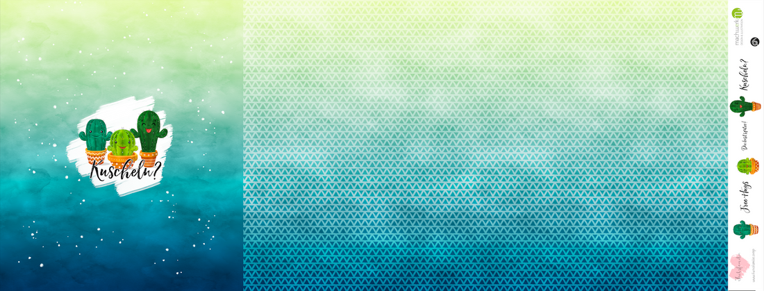 Bio-Jersey Kakteen "Kuscheln?" gelbblau