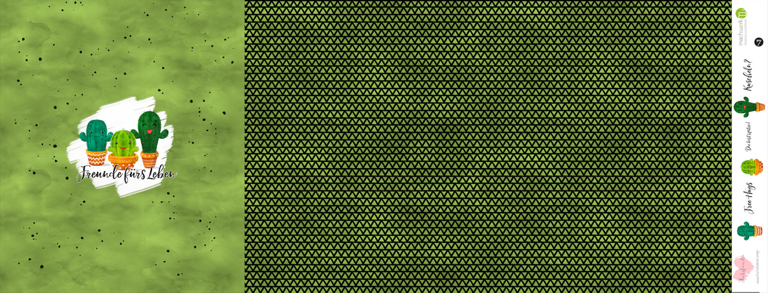 Bio-Jersey Kakteen &quot;Freunde fürs Leben&quot; olive 