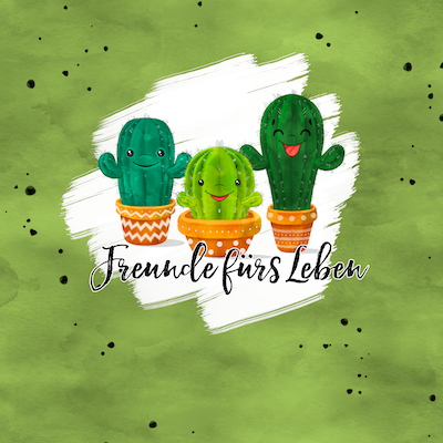 Bio-Jersey Kakteen &quot;Freunde fürs Leben&quot; olive 