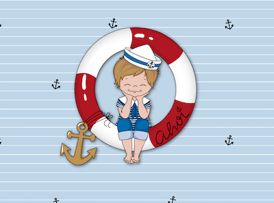 Bio-Jersey Ahoi Matrose hellblau – Rapport ca. 55cm (+/- 5cm)
