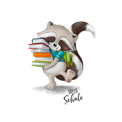 0,5m Bio-Canvas Charlie "Hallo Schule" weiß – Rapport ca. 60-65cm lang