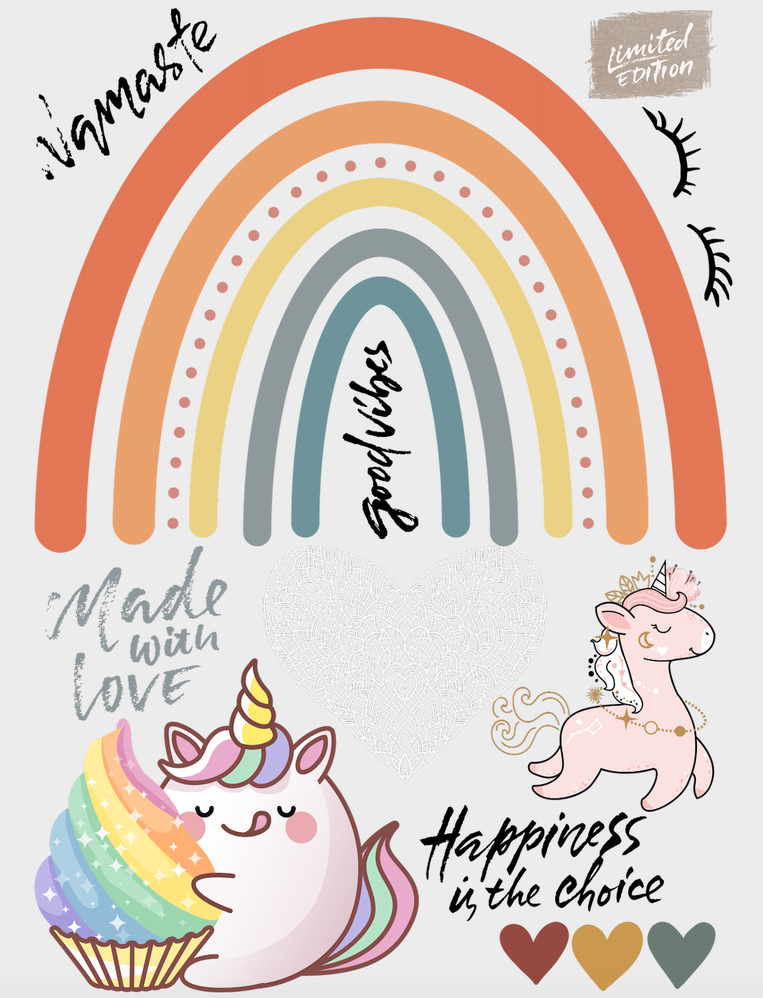 Fuchsfamilie Regenbogen, Namaste &amp; Co Bügelbilder-Bogen