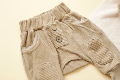 Cord-Hose (gerade Knopfleiste) beige 