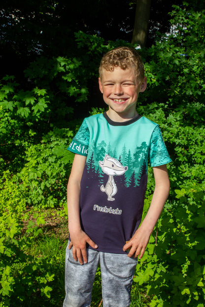 Bio-Sommersweat Limited Edition Waldfreunde Frechdachs türkis - Rapport ca. 60-65cm lang