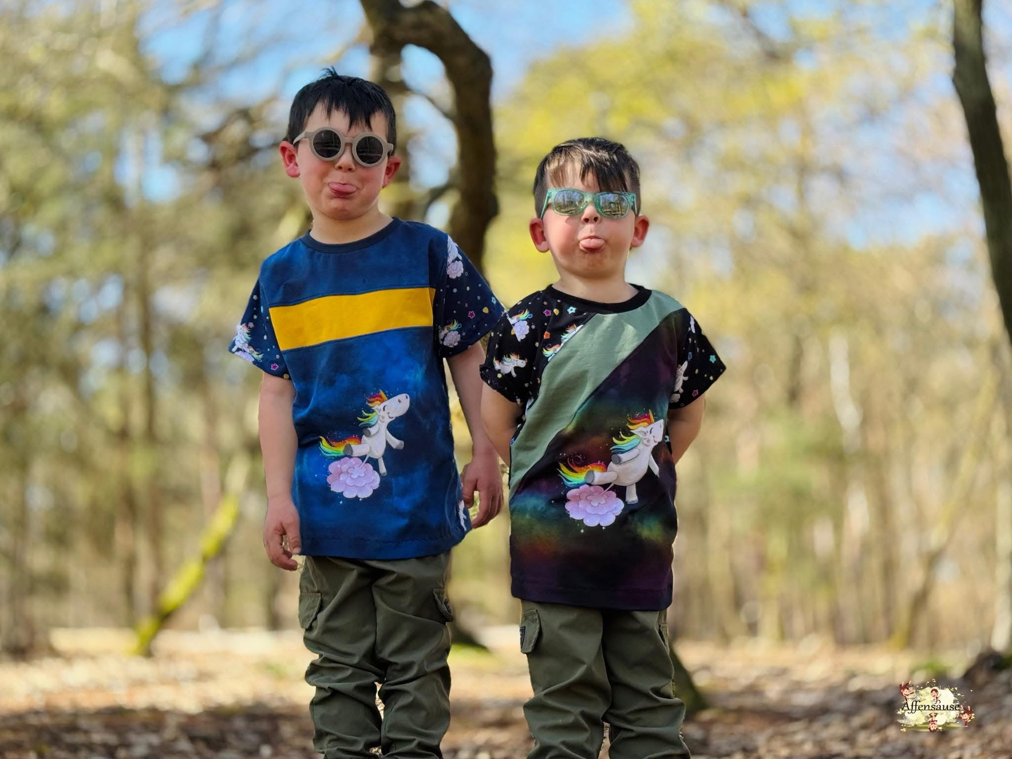 Bio-Jersey Glitzereinhorn denimblau 