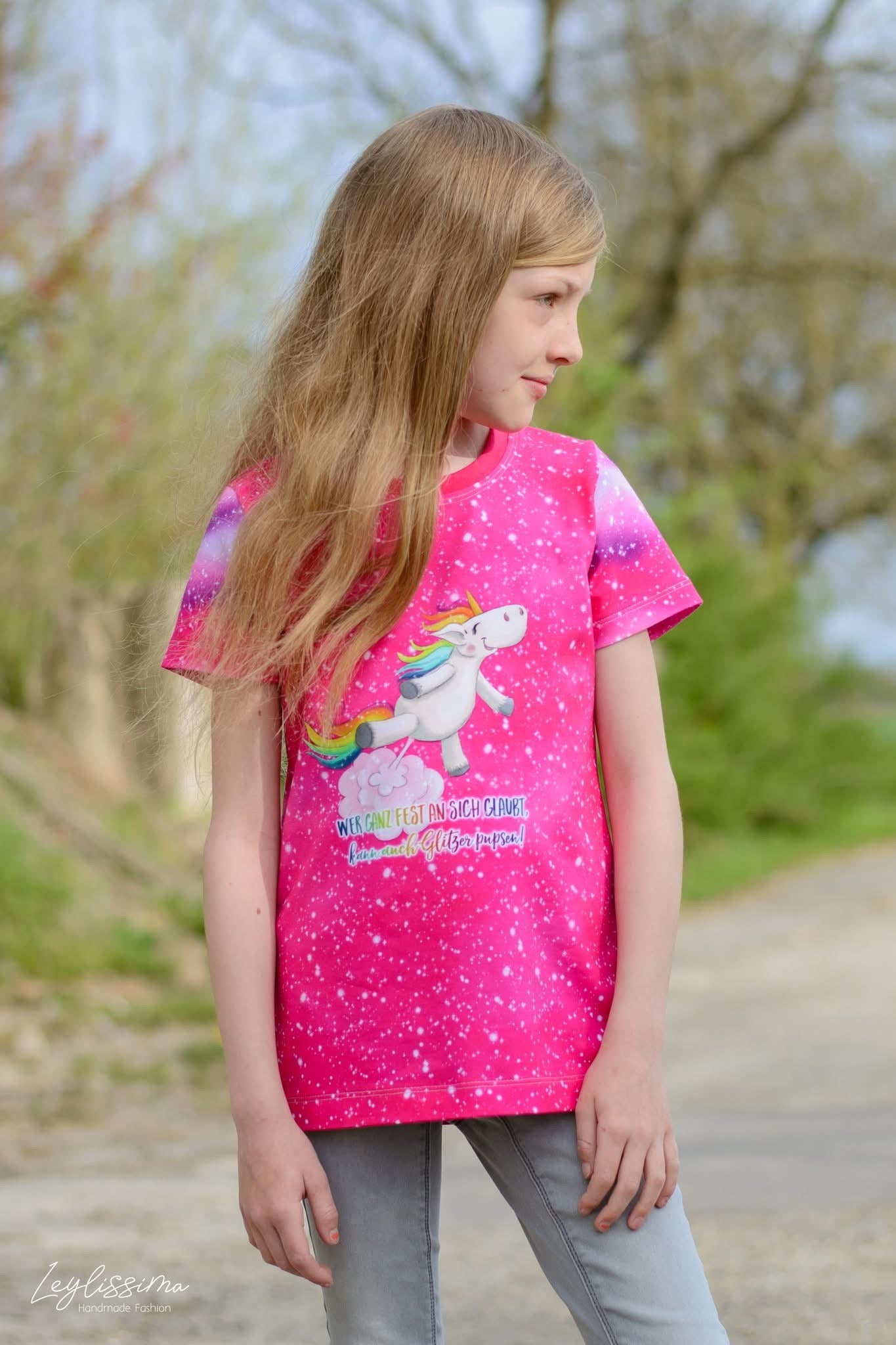 Bio-Jersey Glitzereinhorn pink 