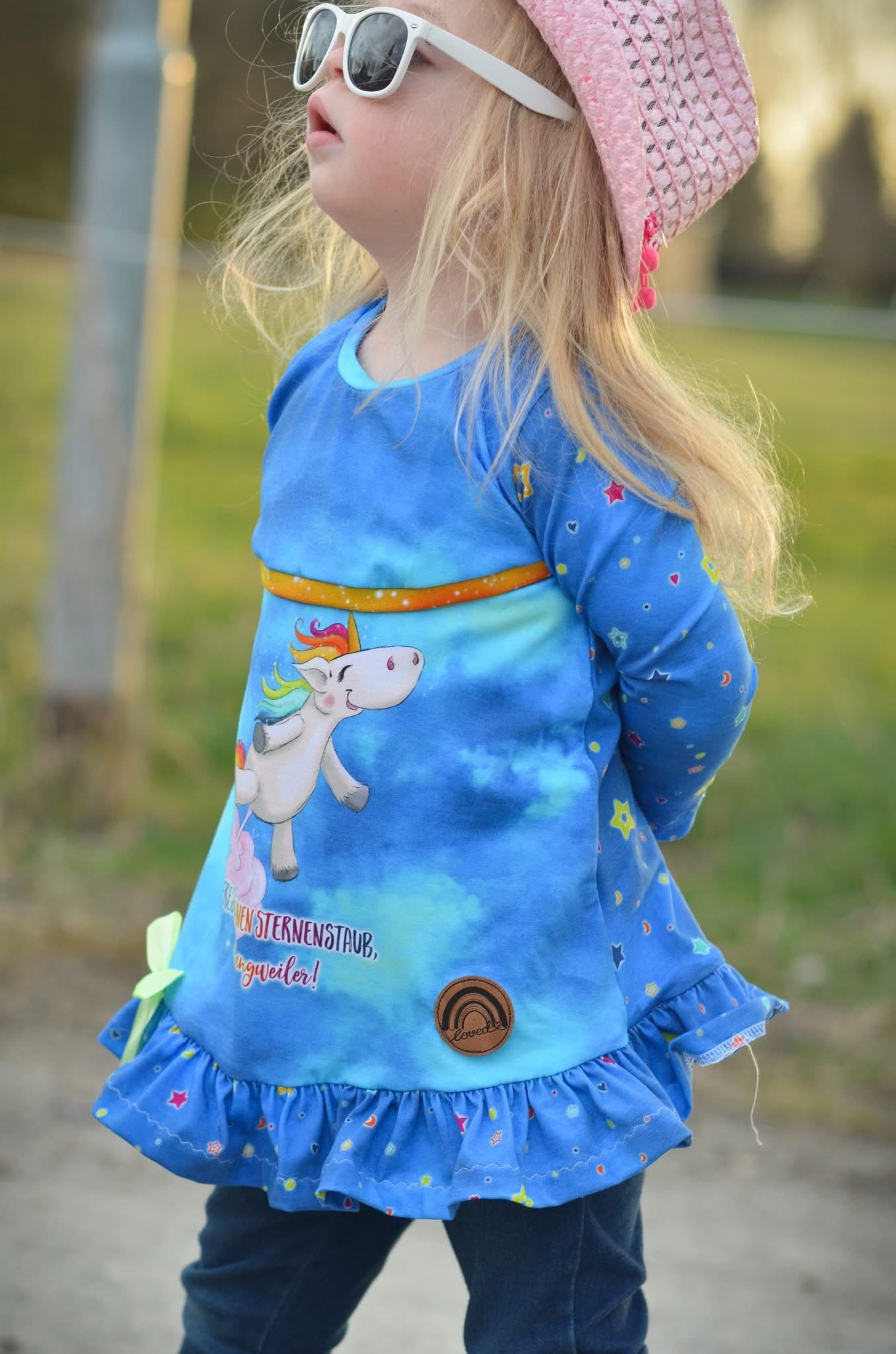 Bio-Jersey Glitzereinhorn himmelblau 