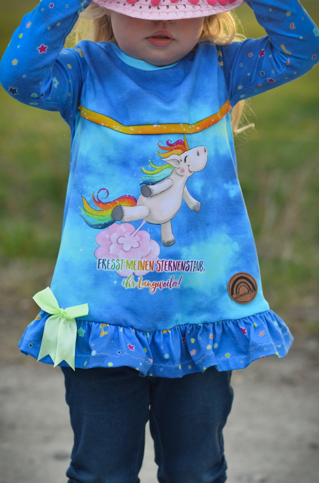 Bio-Jersey Glitzereinhorn himmelblau 