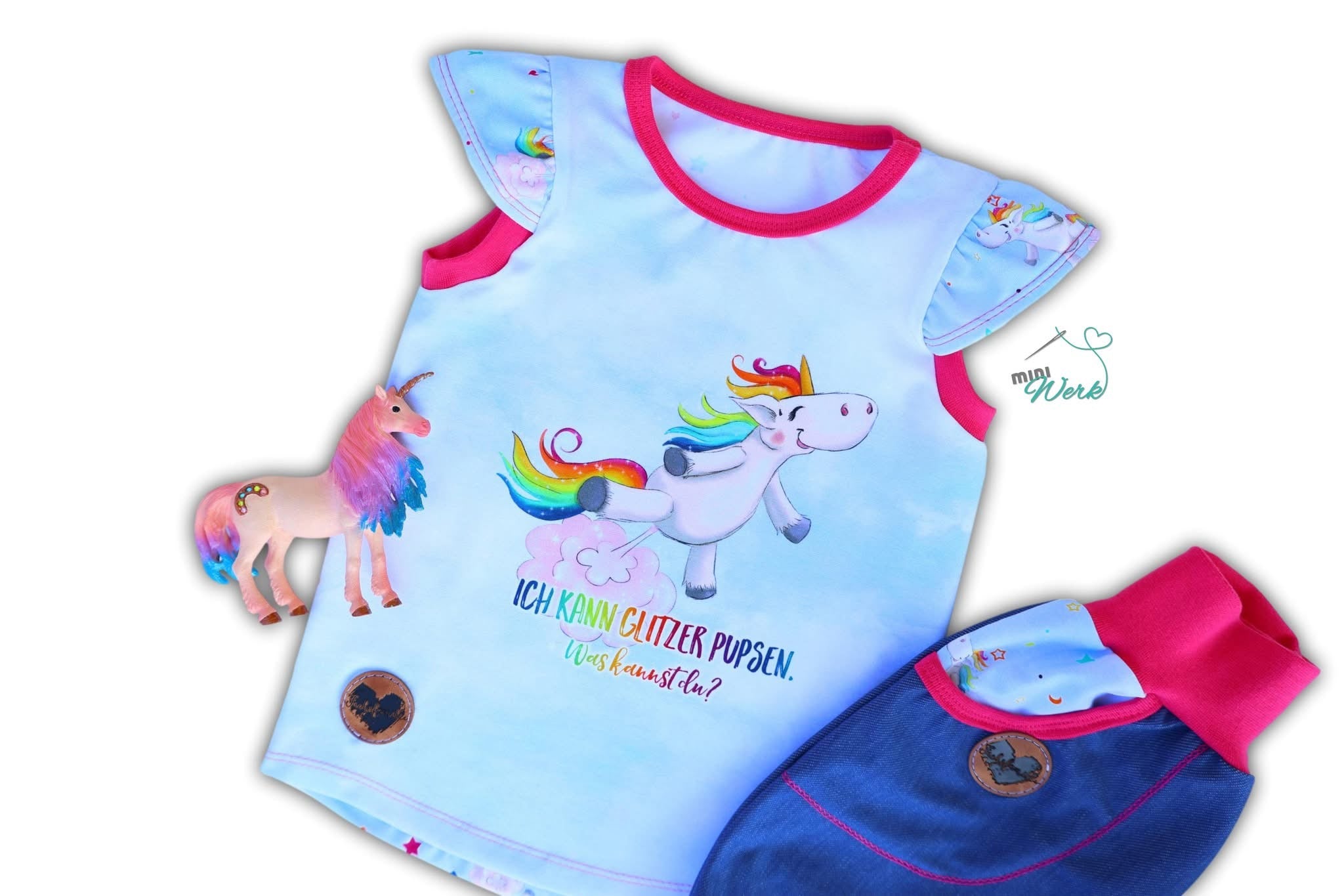 Bio-Jersey Glitzereinhorn babyblau 