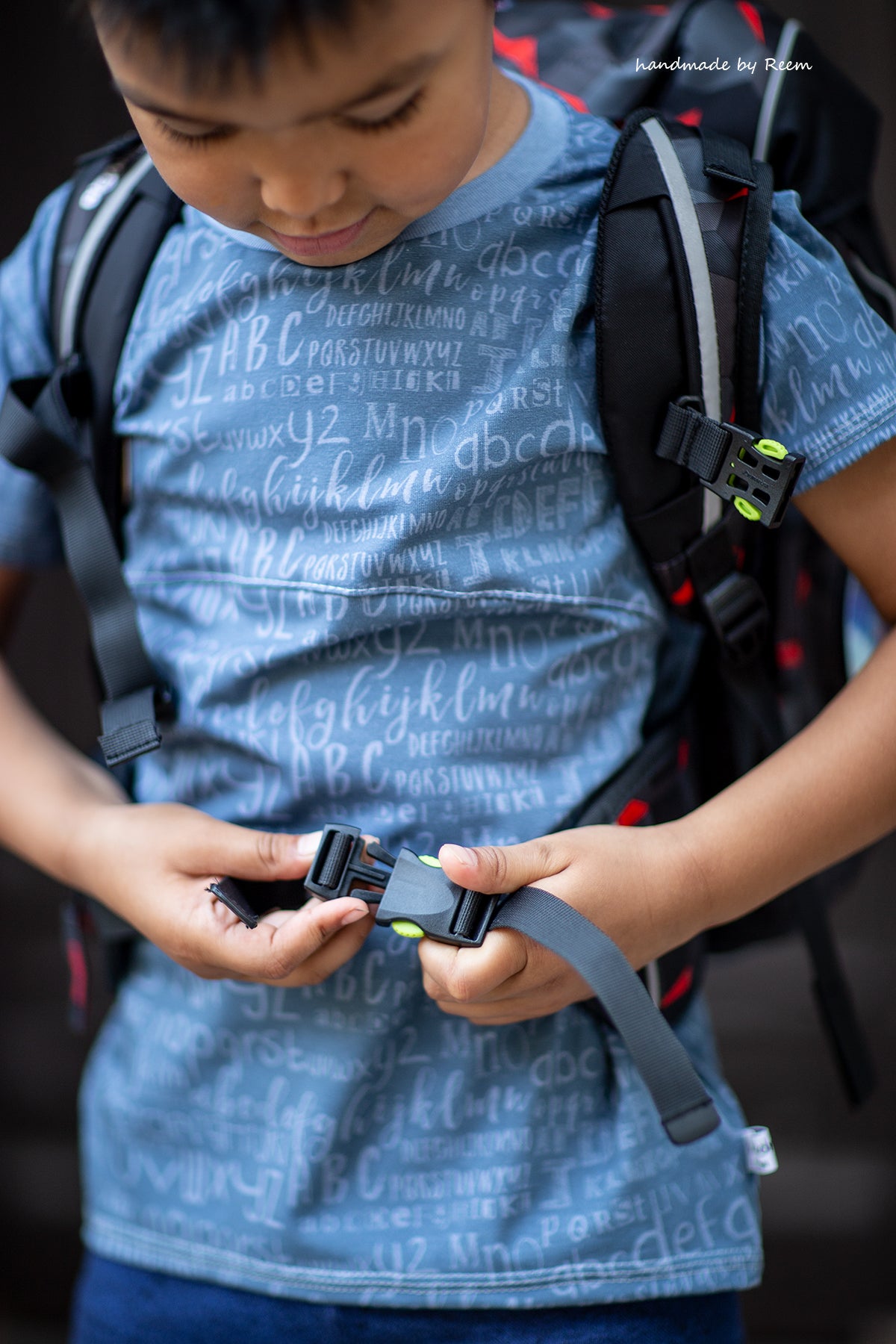 0,5m Bio-Jersey Leseratte ABC-Kombi nebelgrau 