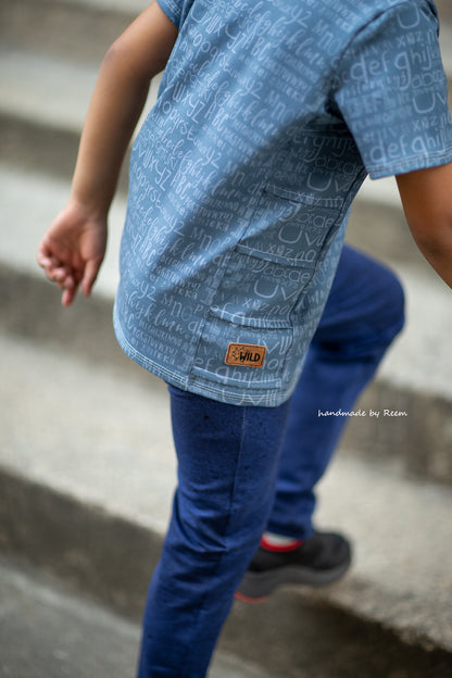 0,5m Bio-Jersey Leseratte ABC-Kombi nebelgrau 