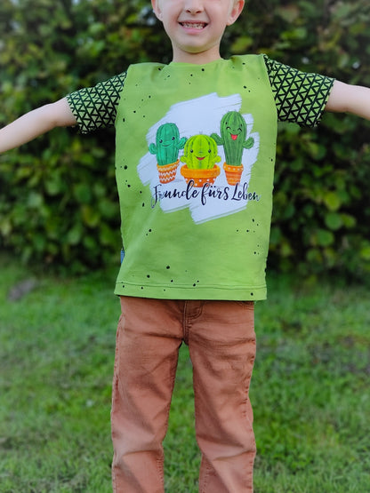 Bio-Jersey Kakteen &quot;Freunde fürs Leben&quot; olive 