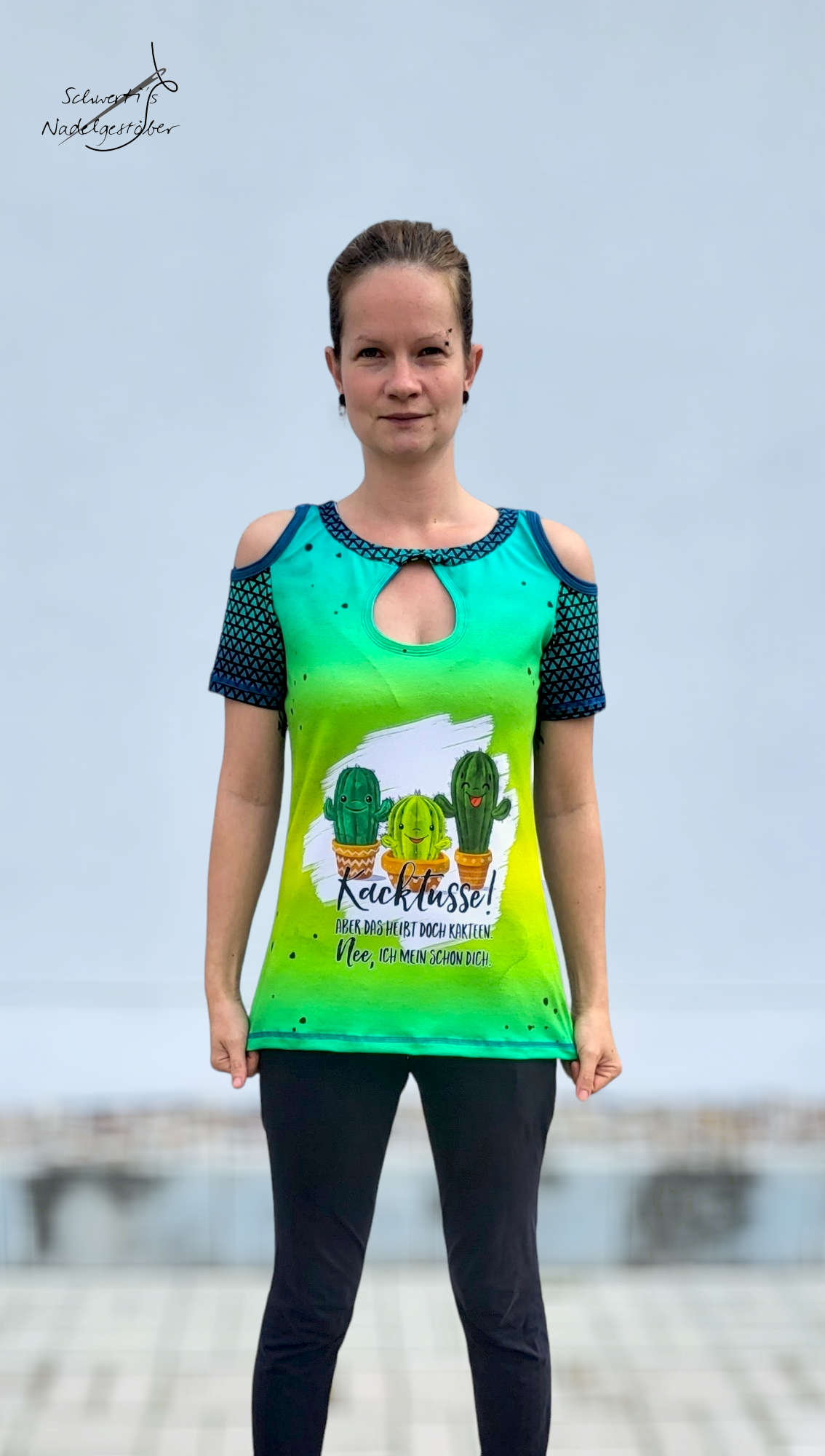 Bio-Jersey Kakteen "Kacktusse" grünblau 