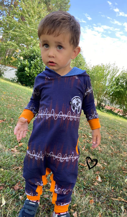 0,5m Bio-Sommersweat Music Soundwave-Kombi lightdenim-orange 