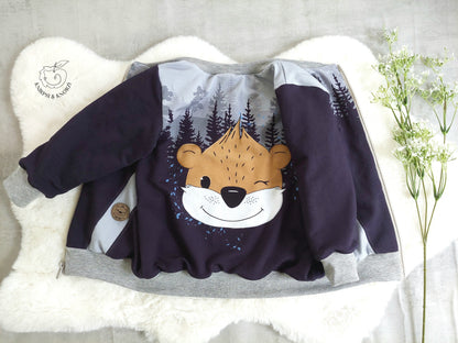 Bio-Sommersweat Limited Edition Waldfreunde Otti Otter grau - Rapport ca. 60-65cm lang