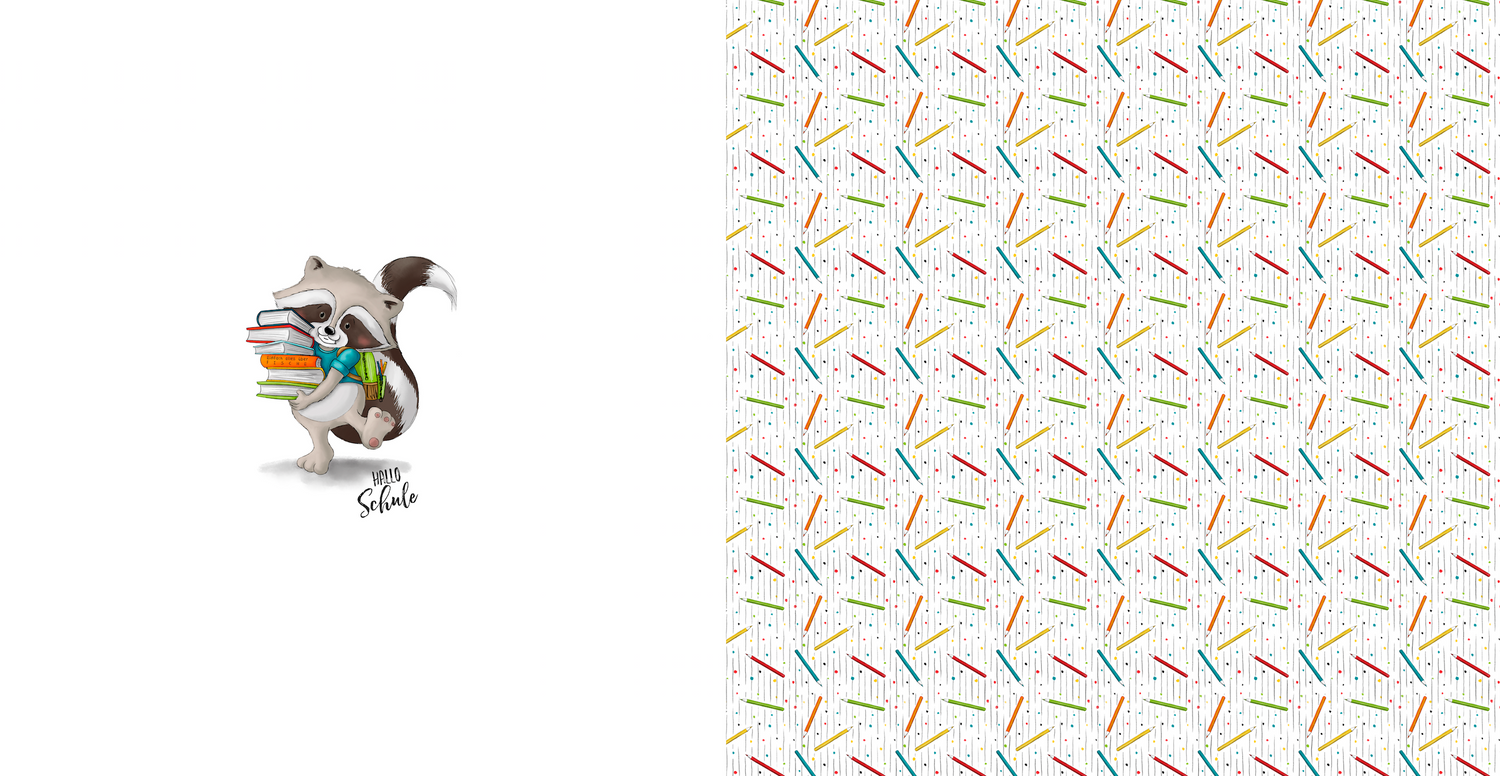 0,5m Bio-Canvas Charlie "Hallo Schule" weiß – Rapport ca. 60-65cm lang