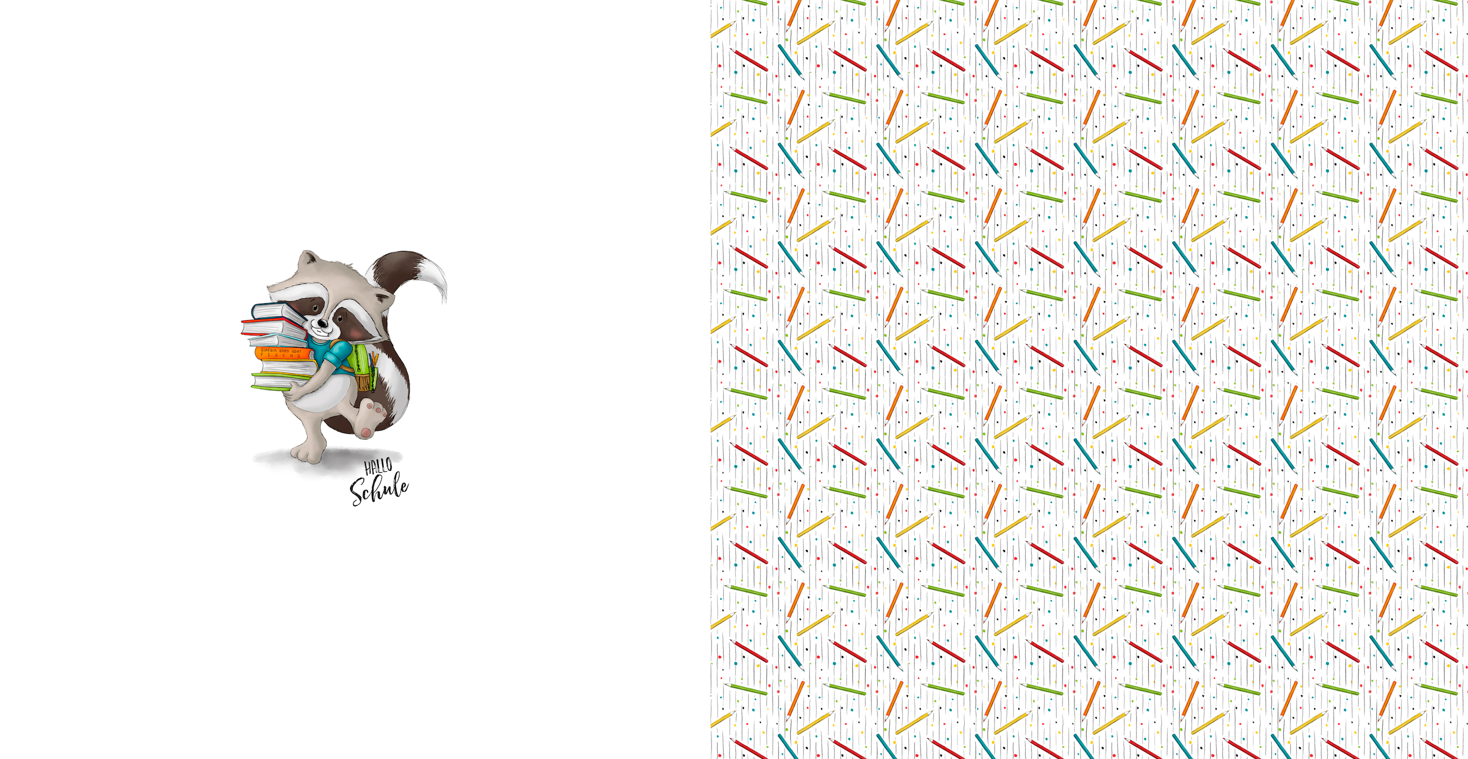 0,5m Bio-Canvas Charlie "Hallo Schule" weiß – Rapport ca. 60-65cm lang