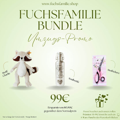 Fuchsfamilie Bundle: Steiff-Charlie, Soulbottle &amp; Stoffschere