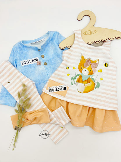 Bio-Sommersweat Little Fox peach mit Streifen - Rapport ca. 60-65cm lang