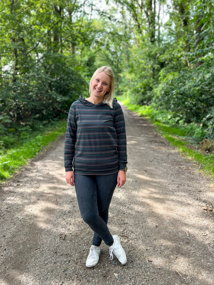 0,5m Bio-Jersey Charlie &quot;Big Hug&quot; Stripes dunkelgrau 